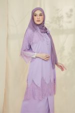 RANIA Kurung Lace Pastel Lilac - Image 4