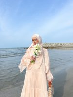 Monalisa Tiered Abaya Pale Gold - Image 3